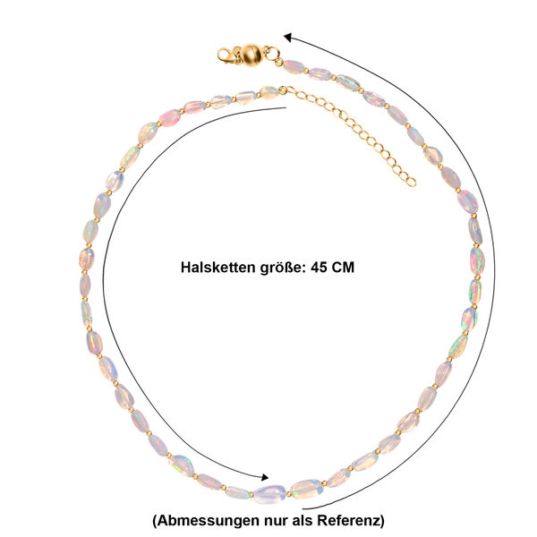 D'Joy AAA Nat&uuml;rlicher, &auml;thiopischer Welo Opal Halskette ca. 45 cm 925 Silber 750 Gelbgold vermeil ca. 36,00 ct. image number 5