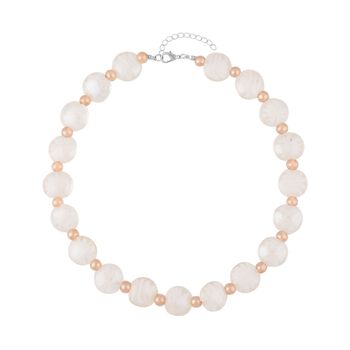 Wei&szlig;e Glas-Perlen 53,25cm Halskette und flexibles Armband im Murano-Stil