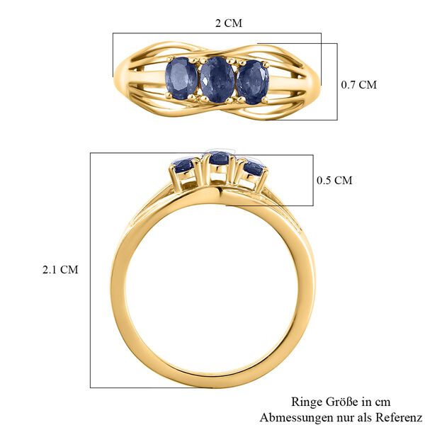 Masoala Saphir (Fissure gef&uuml;llt)-Ring, 925 Silber vergoldet (Gr&ouml;&szlig;e 16.00) ca. 0.82 ct image number 7