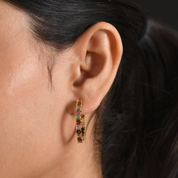 D'Joy AA Mehrfarbig-Turmalin Ohrringe 925 Silber 750 Gelbgold vermeil ca. 4.28 ct image number 2