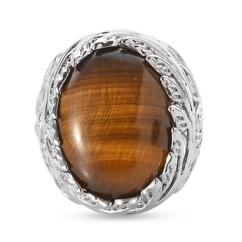 Tigerauge Solit&auml;r Ring Messing (Gr&ouml;&szlig;e 16.00) ca. 13,95 ct