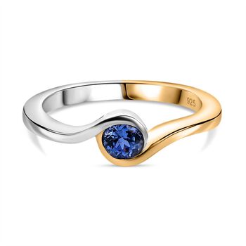 AA Tansanit Ring 925 Silber platiniert und vergoldet (Gr&ouml;&szlig;e 17.00) ca. 0,26 ct