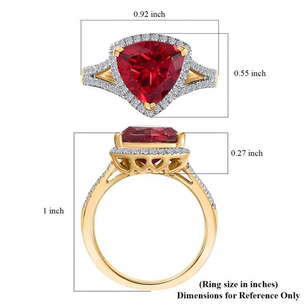 LUXURIANT DIAMOND- zertifiziert und geprüft AAA Labor Padparadscha Saphir und Labor Diamant Ring in 417 Gold - 4 ct. image number 5