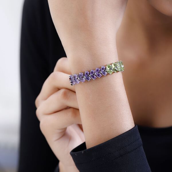 Mehrfarbiges Edelstein-Armband, 19 cm - 29,42 ct. image number 3