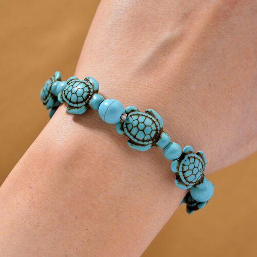 Blau rekonstituierter Howlith Armband, Flexibles, ca. 75,00 ct. image number 1