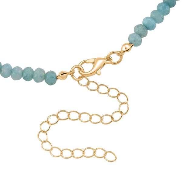 Muschelkernperle (9-11 mm) Halskette mit Blauem Quarzit, verstellbar ca. 40.5 cm +10 cm Extender, goldfarben image number 6