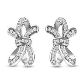 GP Ribbon Kollektion - Weiße Diamant und Kanchanaburi blaue Saphir-Ohrringe -