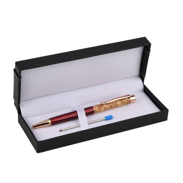 "Pen and a pen refill,  Color: transparent red genuine gold foil in the pen Box printed without logo " image number 5