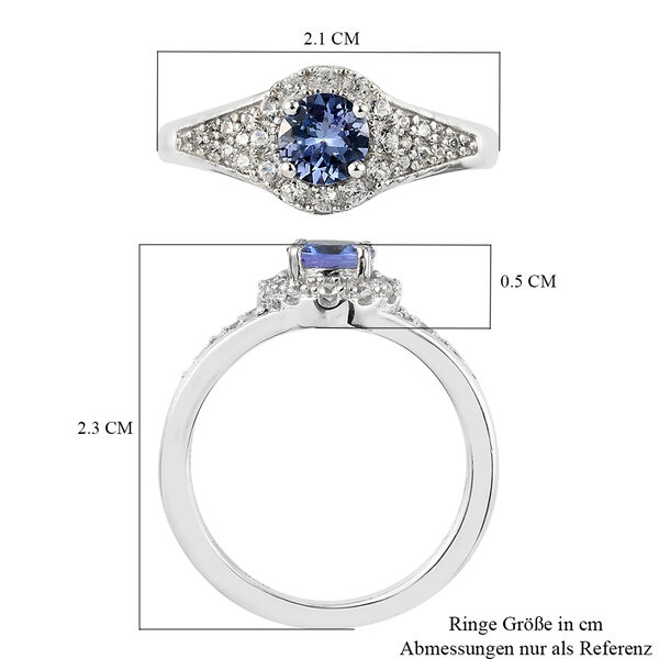 Tansanit und Zirkon Ring 925 Silber platiniert  ca. 0,92 ct image number 7