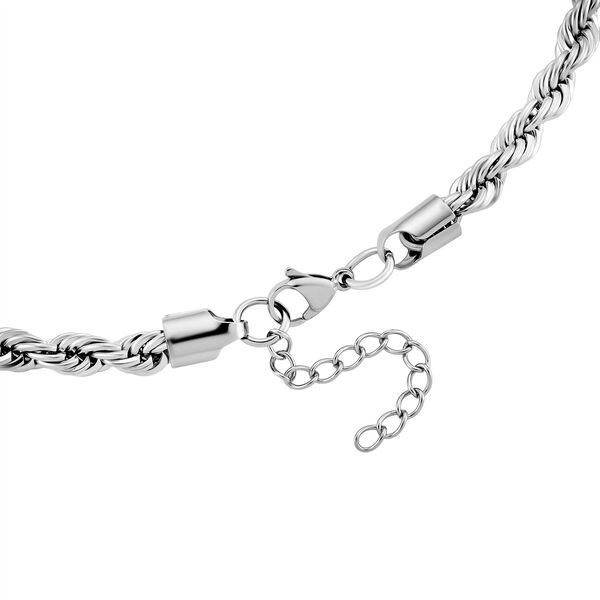 Kordelkette, 316L Edelstahl, ca. 50 cm, Silberfarben image number 5
