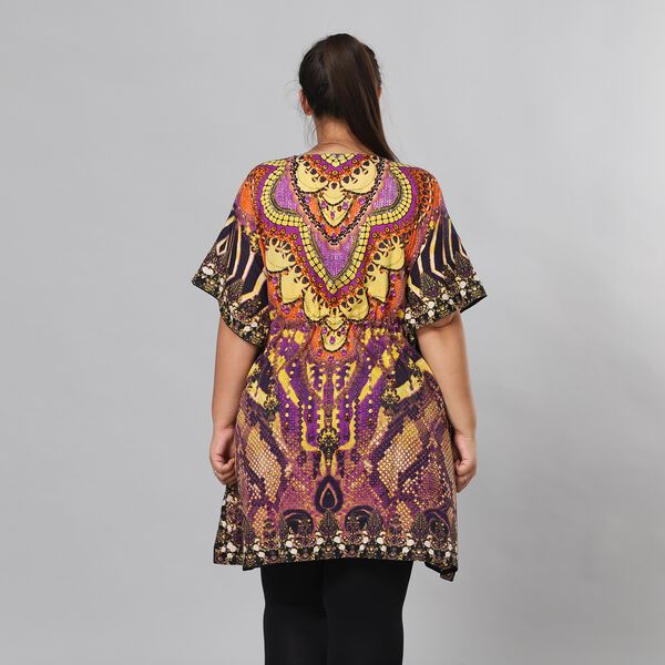 V-Ausschnitt bedruckter Kaftan image number 3