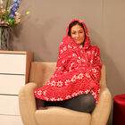 Flauschiger Flanell Hoodie mit großer Tasche, 96x89cm, Rote Blumen