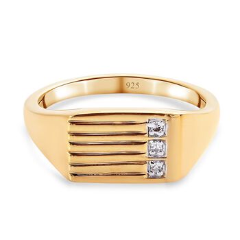 Diamant Herren Ring 925 Silber vergoldet (Gr&ouml;&szlig;e 20.00) ca. 0,05 ct