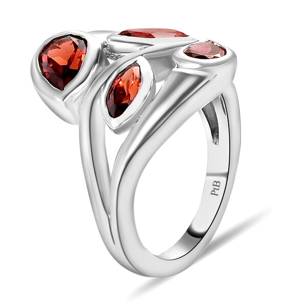 Roter Granat-Ring, reines Messing platiniert  ca. 2,70 ct image number 5