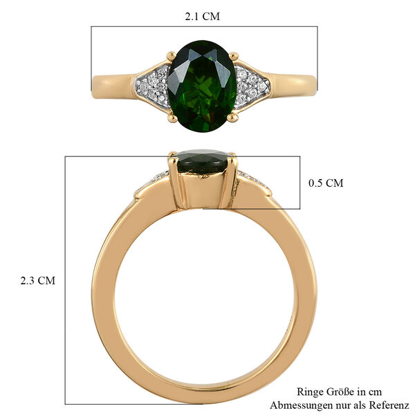 Nat&uuml;rlicher Chromdiopsid und Zirkon Ring 925 Silber vergoldet image number 7