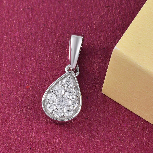 88 Facetten Moissanit Anh&auml;nger 925 Silber platiniert ca. 0,31 ct image number 3