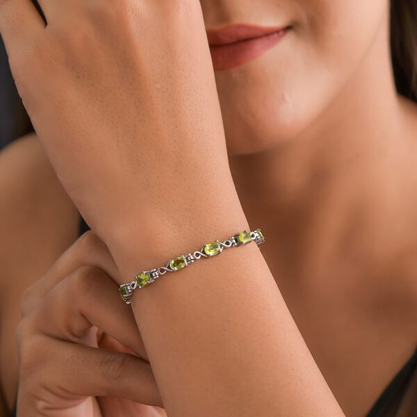 Nat&uuml;rliches Peridot Armband, ca. 19 cm, Edelstahl, ca. 3.99 ct image number 3