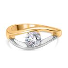 Moissanit Ring 925 Silber Rhodiniert und 750 Gelbgold Vermeil (Größe 17.00) ca. 0,77 ct