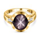 Sternrubin, weißer Zirkon Ring, 925 Silber vergoldet (Größe 19.00) ca. 9.28 ct