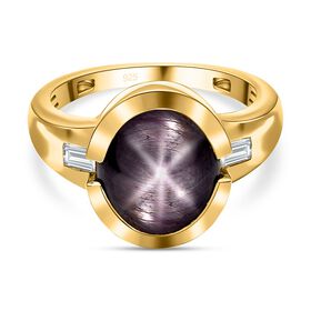 Sternrubin und Zirkon Ring - 9,28 ct. Sternrubin und Zirkon Ring - 9,28 ct.