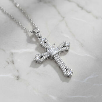 Wei&szlig;er Zirkonia Schmuckset ca. 50 cm Nickelfreies Messing rhodiniert und Edelstahl