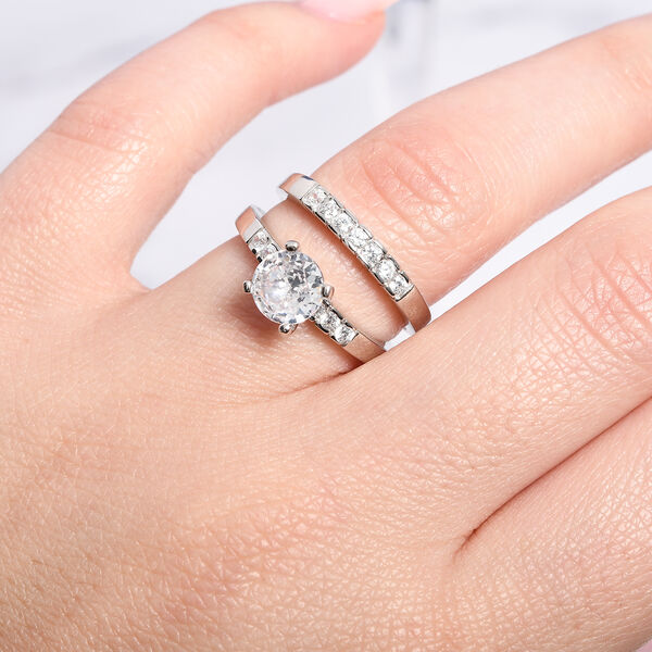 Lustro Stella - Wei&szlig;er Zirkonia Doppelring, 925 Silber rhodiniert (Gr&ouml;&szlig;e 17.00) image number 9