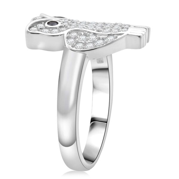 LUSTRO STELLA wei&szlig;er und schwarzer Zirkonia Ring im Eulendesign image number 4