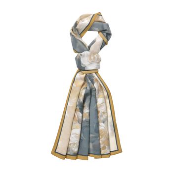 LA MAREY: Premium Selection - 100% Maulbeerenseiden-Halstuch, 35 x 150 cm, Schneerose