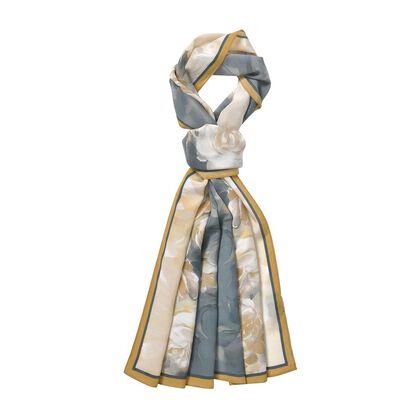 LA MAREY: Premium Selection - 100% Maulbeerenseiden-Halstuch, 35 x 150 cm, Schneerose