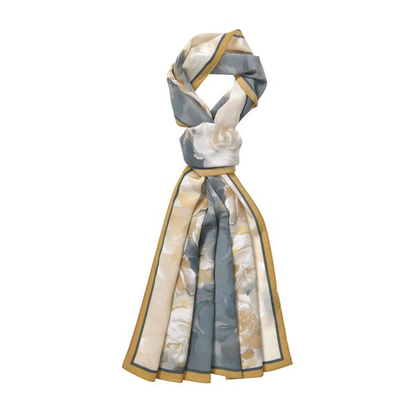 LA MAREY Premium Selection - 100% Maulbeerenseiden-Halstuch, 35x150cm, Schneerose