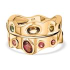 Mehrfarbiger Turmalin Doppelring, 925 Silber vergoldet, ca. 1,04 ct