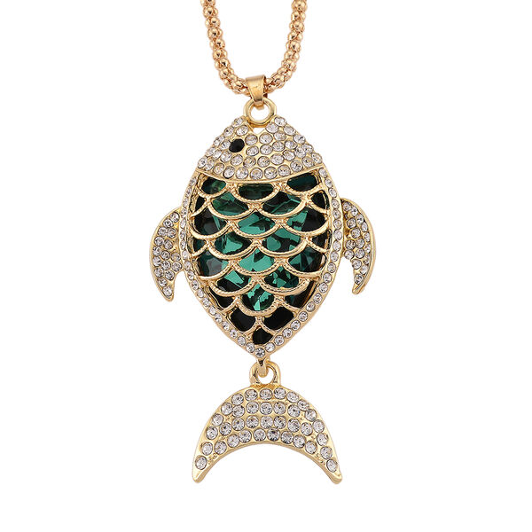 Mehrfarbiger Kristall Anh&auml;nger mit Kette ca. 63.5 cm + 5 cm Extender, Legierung Gelb