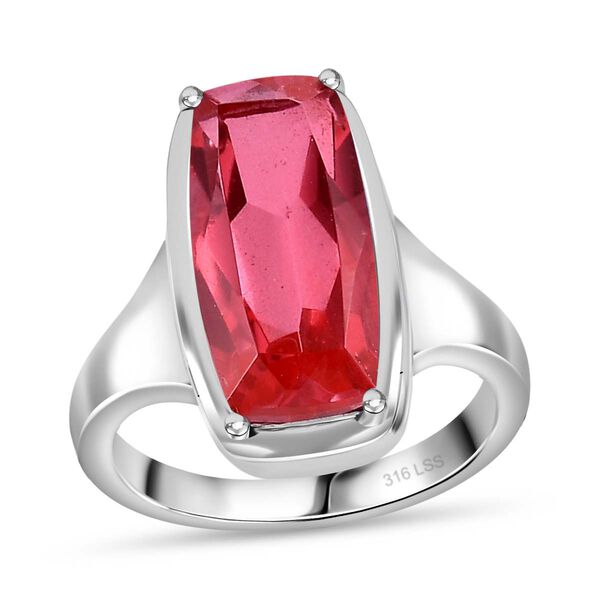 Padparadscha Quarz Triplette Ring Edelstahl (Gr&ouml;&szlig;e 19.00) ca. 5,94 ct image number 4