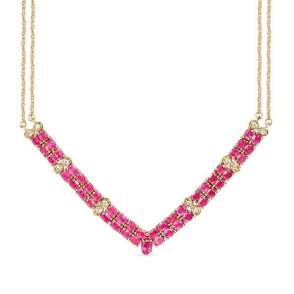 Afrikanische Rubin und Zirkon-Halskette in Silber