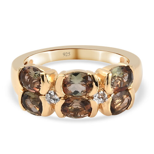 Natürlicher Jenipapo Andalusit und Zirkon Ring 925 Silber Gelbgold Vermeil  ca. 2,08 ct image number 0