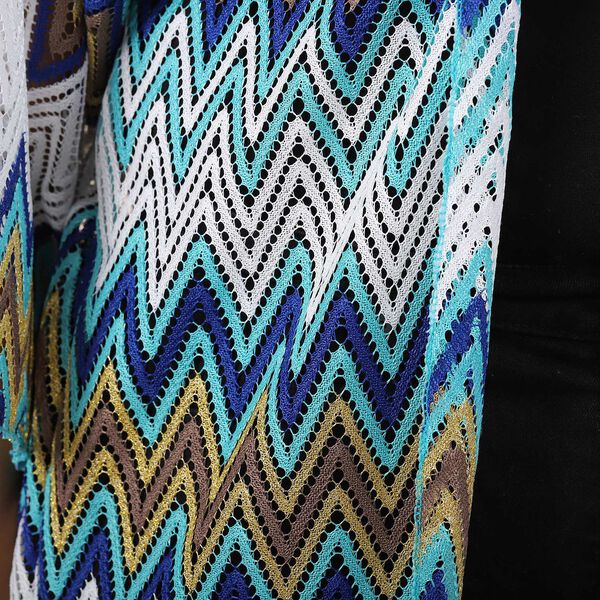 Geh&auml;kelter Kimono, Meshgewebe, Blau image number 4