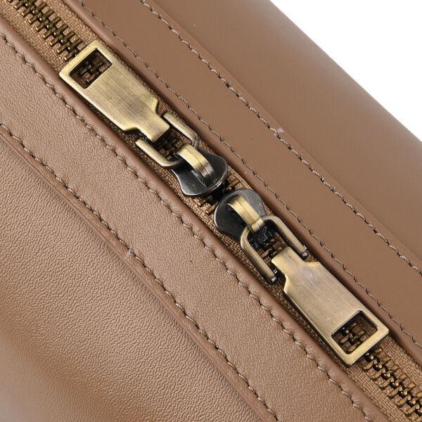 Echtleder Schultertasche, Rei&szlig;verschlussfach, Innenf&auml;cher, 33x12x13cm, Khaki image number 6