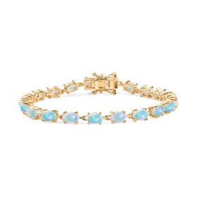AA Natürlicher, äthiopischer Welo Opal Armband ca. 18 cm 925 Silber vergoldet ca. 5,18 ct.