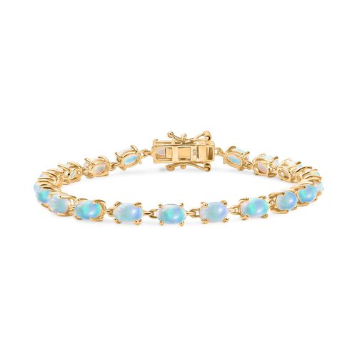AA Natürlicher, äthiopischer Welo Opal Armband ca. 18 cm 925 Silber vergoldet ca. 5,18 ct. image number 0