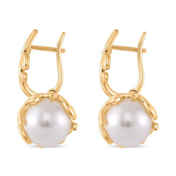 Weiße Muschelkernperle Ohrringe Messing image number 4