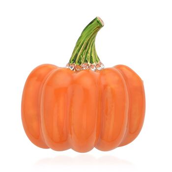 Wei&szlig;e Kristall K&uuml;rbis-Brosche