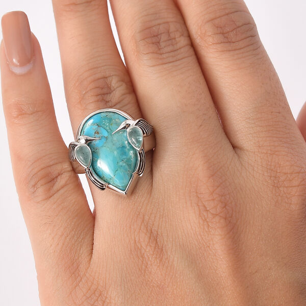 Sajen Silber - Kolibri-Harmonie-Ring, Türkis, Apatit 925 Silber rhodiniert (Größe 17.00) ca. 8.85 ct image number 3