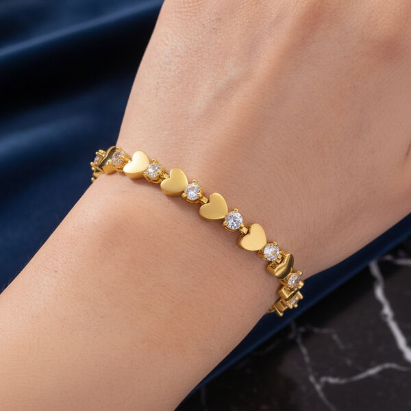 Wei&szlig;er Kristall Armband ca. 19 cm, goldfarben image number 2