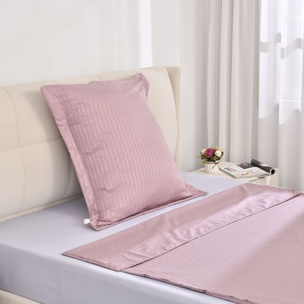 2-teiliges Bettw&auml;sche-Set mit vertikalem Streifenmuster, 135x200 cm und 80x80 cm, Rosa image number 4