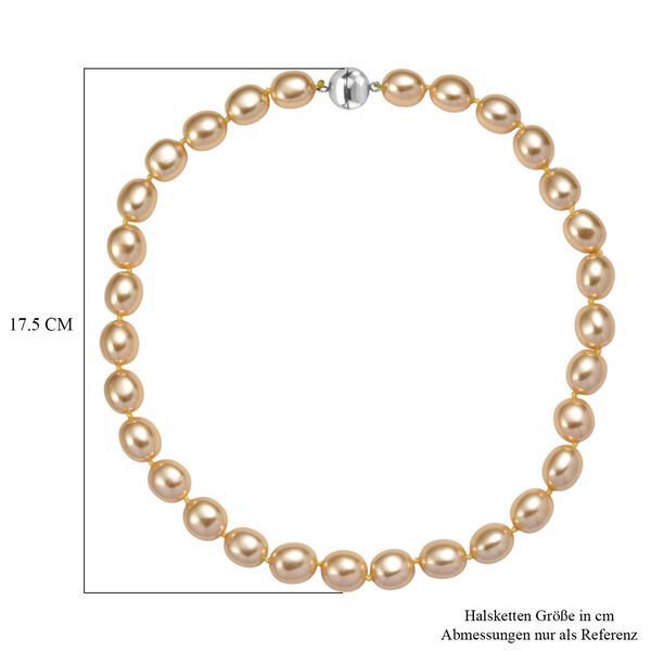 Goldene Oval Muschelkernperle 50cm Halskette image number 5