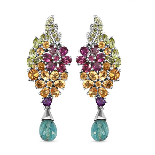 GP Italian Garden Kollektion - Florale Ohrh&auml;nger mit mehrfarbigen Edelsteinen in Silber