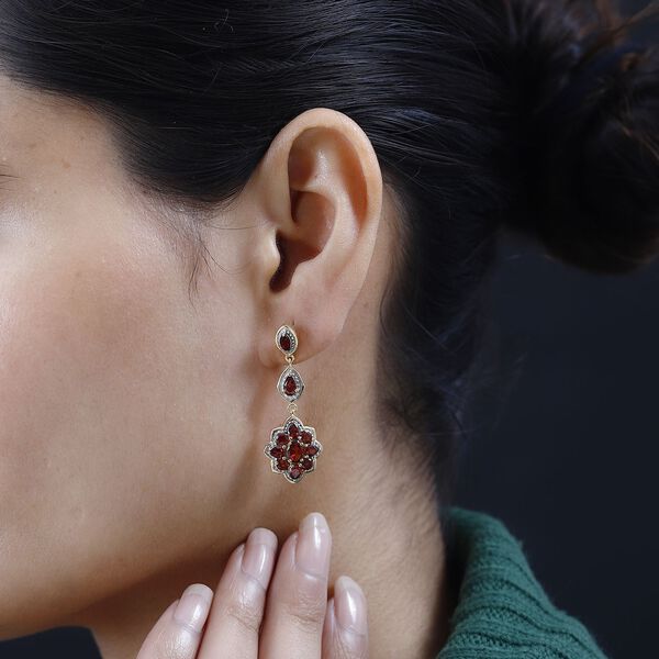 Mosambik Granat Ohrringe, 925 Silber Gelbgold Vermeil, ca. 4.72 ct image number 3