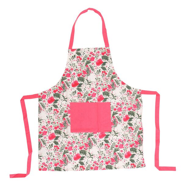 4er Set - K&uuml;chenzubeh&ouml;r, 1 Sch&uuml;rze, 1 Handschuh, 1 Topflappen & 1 K&uuml;chentuch, Gr&uuml;n/Rosa image number 4