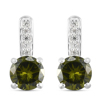 Peridot Zirkonia und wei&szlig;e Zirkonia-Ohrh&auml;nger in Silber, 3,74 ct.