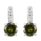 Peridot Zirkonia und Weißer Zirkonia Ohrringe 925 Silber ca. 3,74 ct